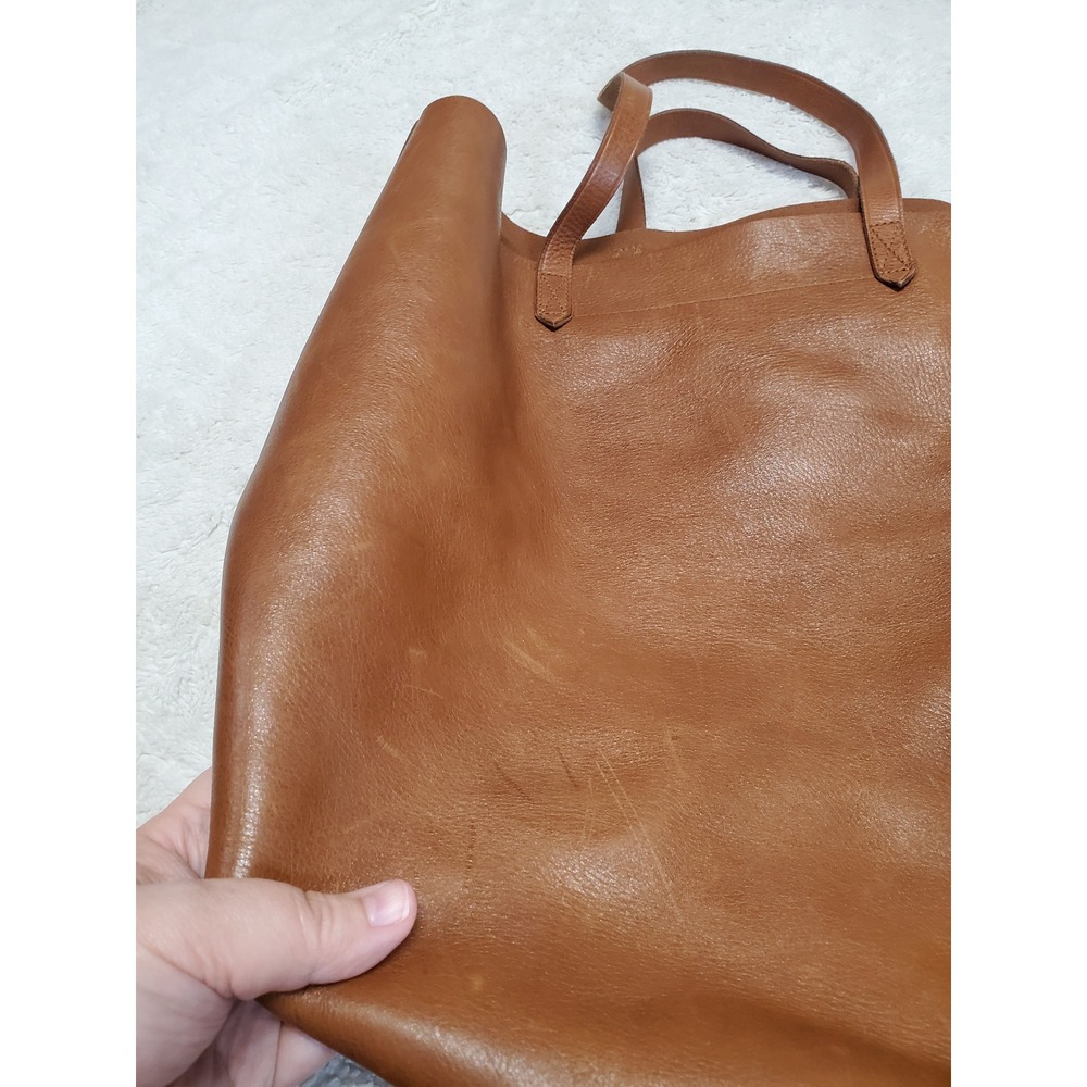 Madewell Tan Leather Large Tote Purse Bag Classic Clean Girl Boho Minimalist - Picture 9 of 14
